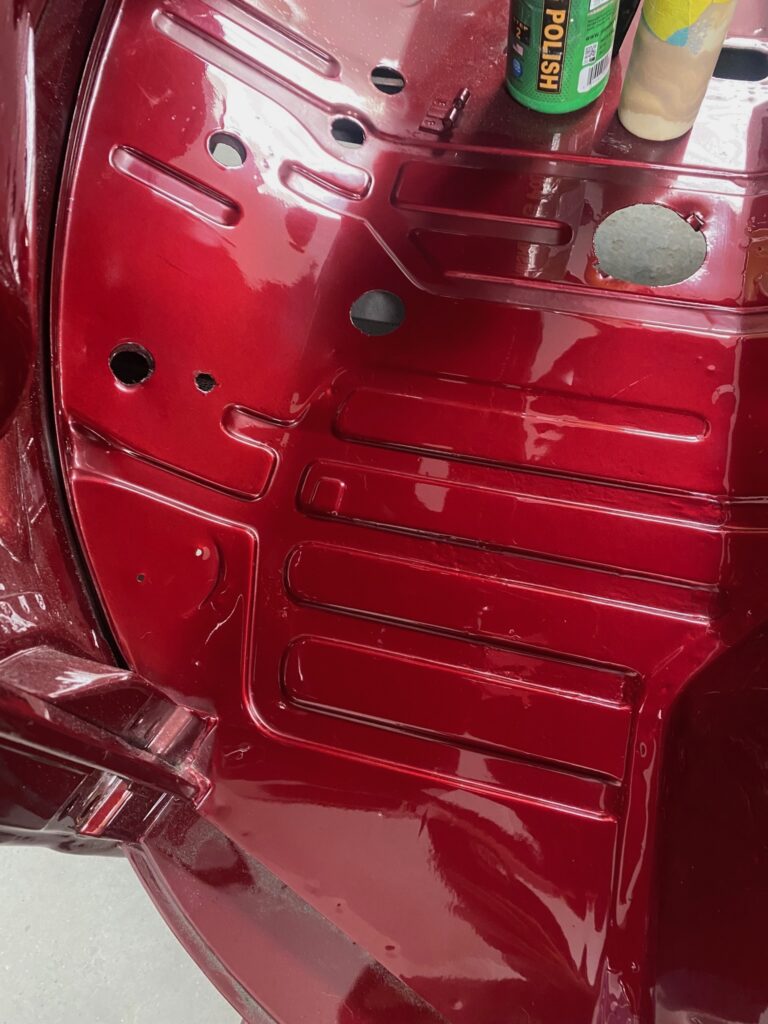 1959 vw panel bus main body paint cut and buff silver lining auto restoration
