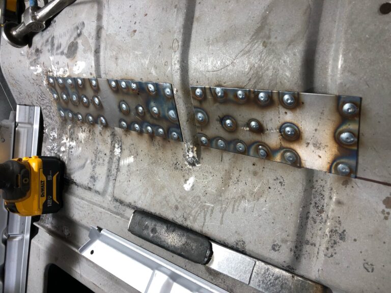 1963 23 window deluxe vw bus cargo door rust repair silver lining auto restoration oregon