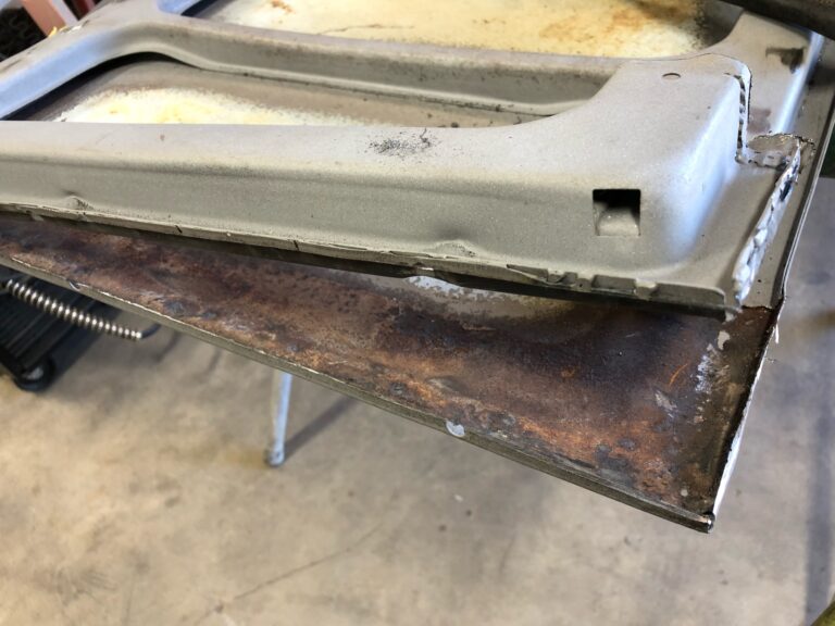 1963 23 window deluxe vw bus cargo door rust repair silver lining auto restoration oregon