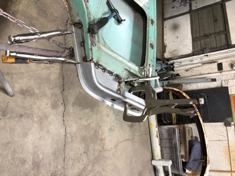 1963 23 window deluxe vw bus front door rust repair silver lining auto restoration oregon