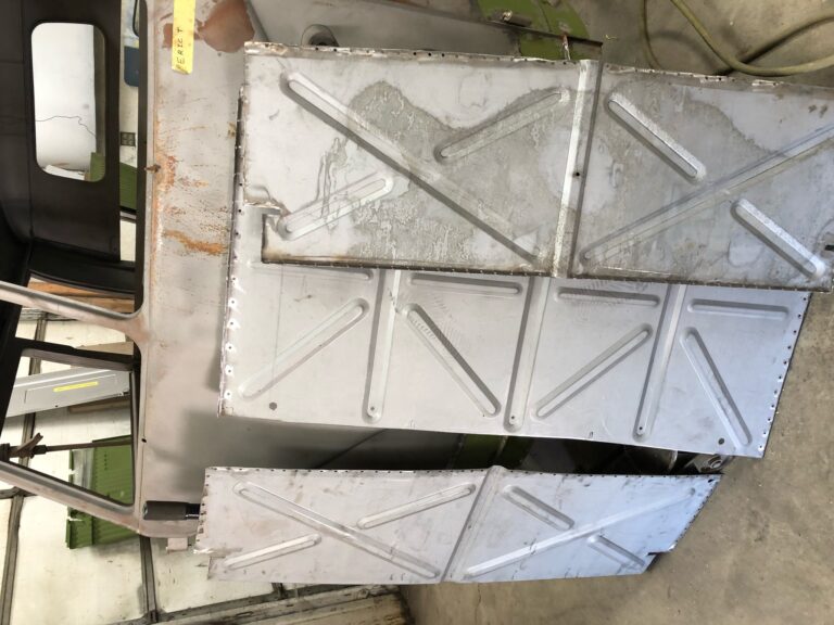 1963 23 window deluxe vw bus front door rust repair silver lining auto restoration oregon