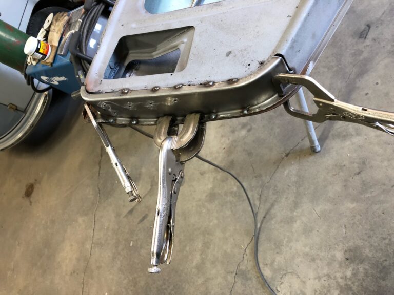 1963 23 window deluxe vw bus front door rust repair silver lining auto restoration oregon