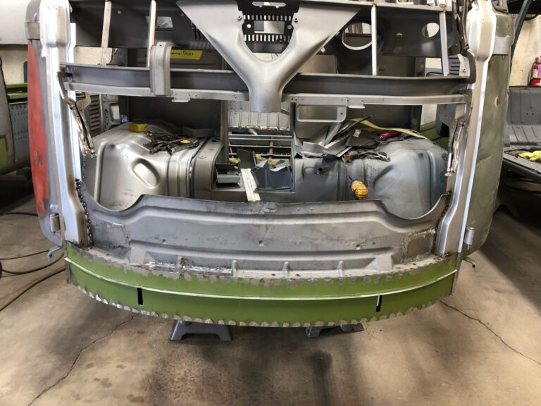 1963 23 window deluxe vw bus nose replacement silver lining auto restoration oregon