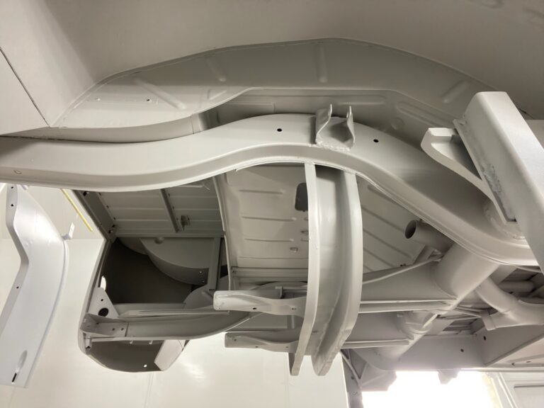 1963 23 window deluxe vw bus body in epoxy silver lining auto restoration