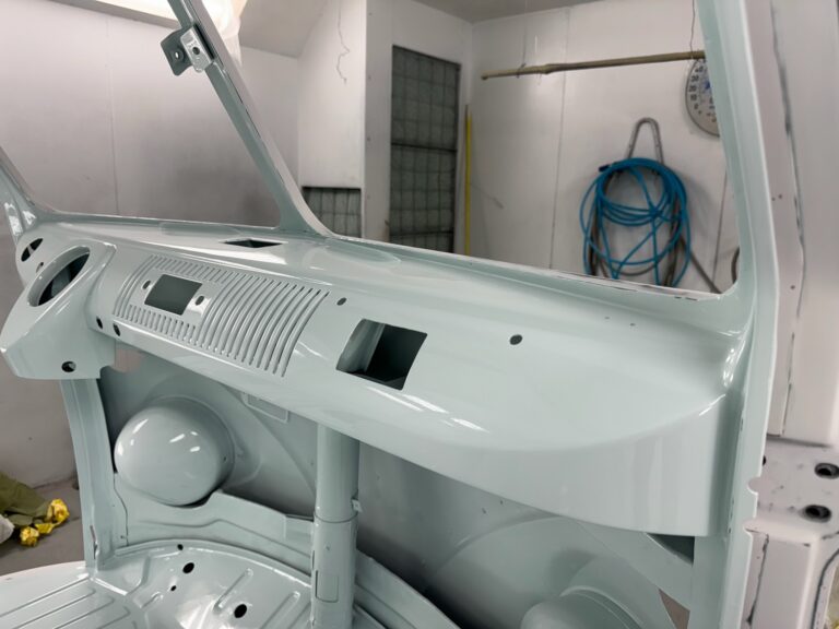 1963 23 window deluxe vw bus interior in paint silver lining auto restoration