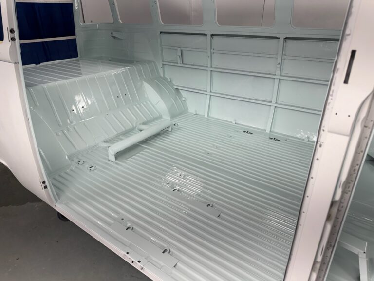 1963 23 window deluxe vw bus interior in paint silver lining auto restoration