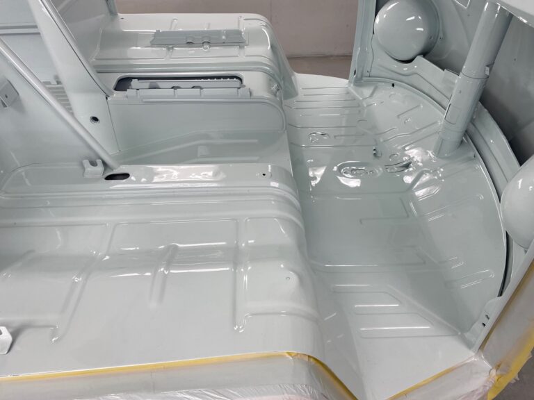 1963 23 window deluxe vw bus interior in paint silver lining auto restoration