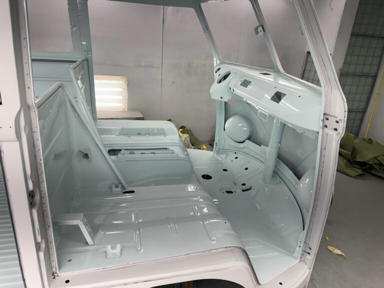 1963 23 window deluxe vw bus interior in paint silver lining auto restoration