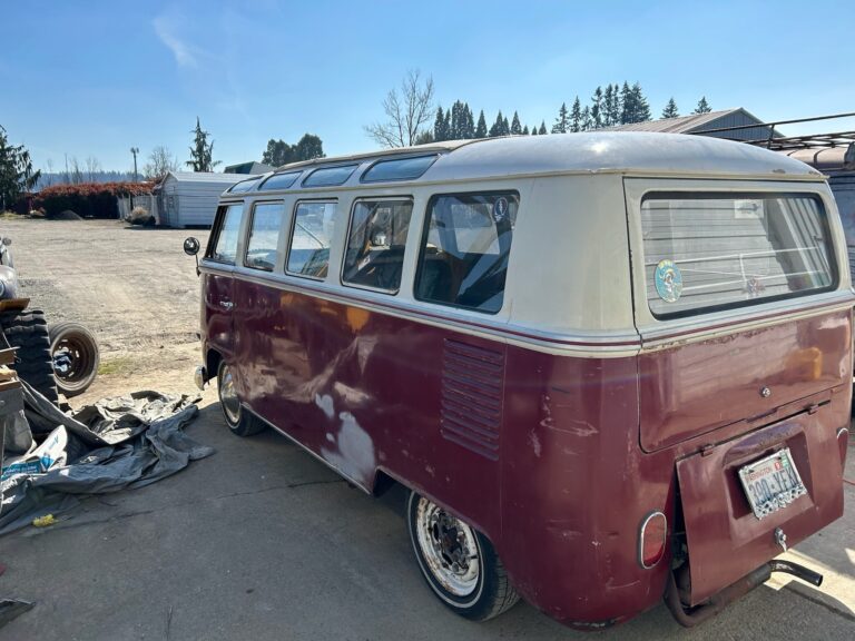 1966 21 window bus survivor arrival at shop silver lining auto restoration