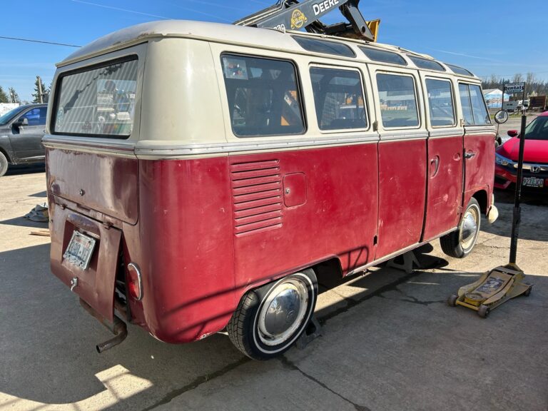 1966 21 window bus survivor arrival at shop silver lining auto restoration