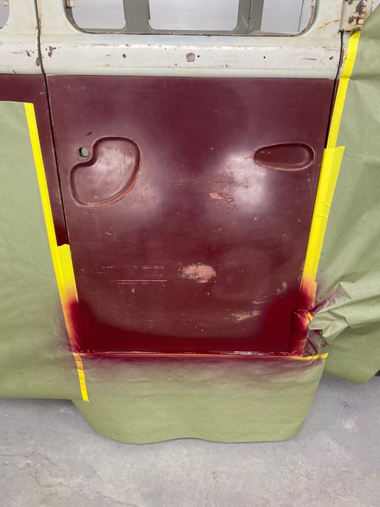 1966 21 window deluxe vw bus exterior paint blend silver lining auto restoration