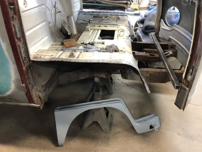 1966 21 window deluxe bus front floor and safari windows install silver lining auto restoration