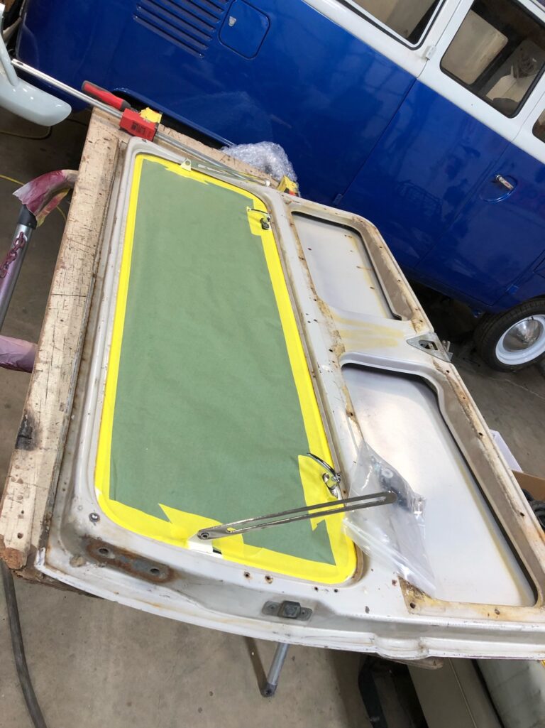 1966 21 window deluxe bus front floor and safari windows install silver lining auto restoration