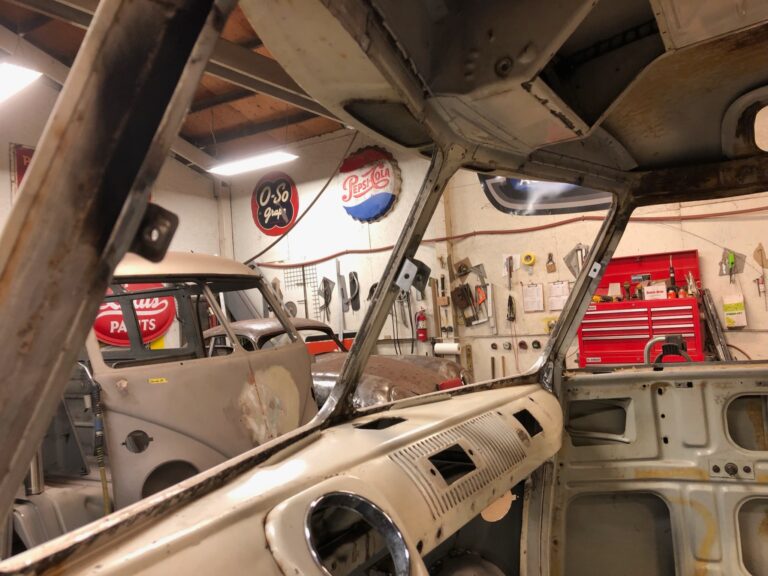 1966 21 window deluxe bus front floor and safari windows install silver lining auto restoration