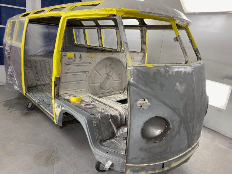 1966 21 window deluxe vw bus interior paint silver lining auto restoration