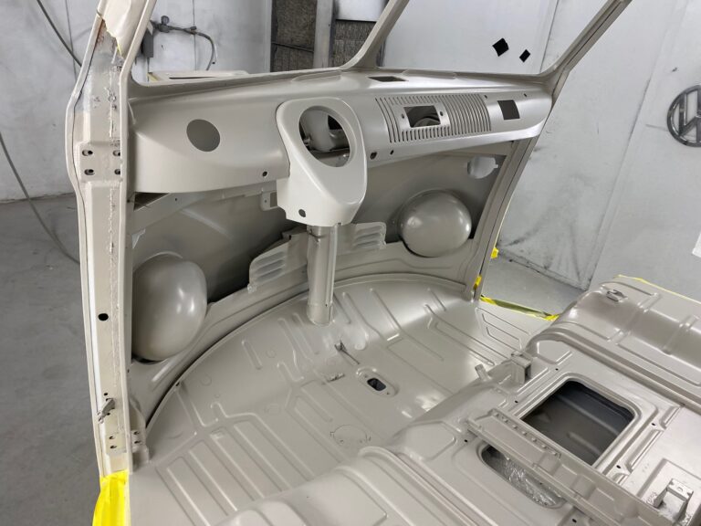 1966 21 window deluxe vw bus interior paint silver lining auto restoration