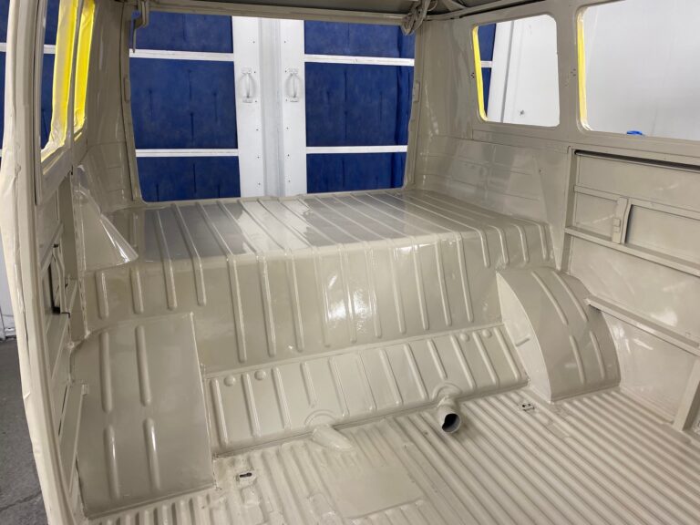 1966 21 window deluxe vw bus interior paint silver lining auto restoration