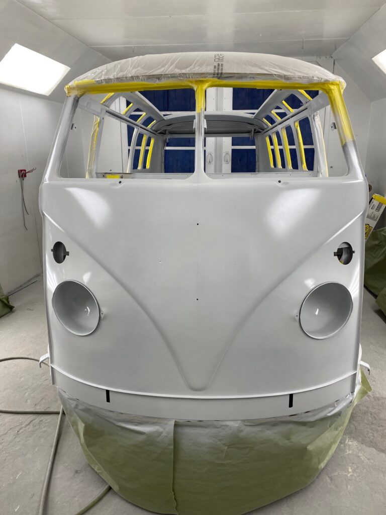 1966 21 window deluxe vw bus interior paint silver lining auto restoration