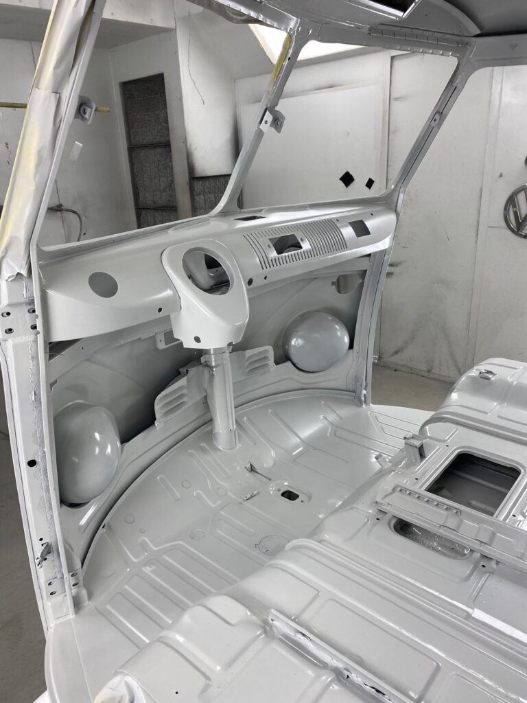 1966 21 window deluxe vw bus interior paint silver lining auto restoration