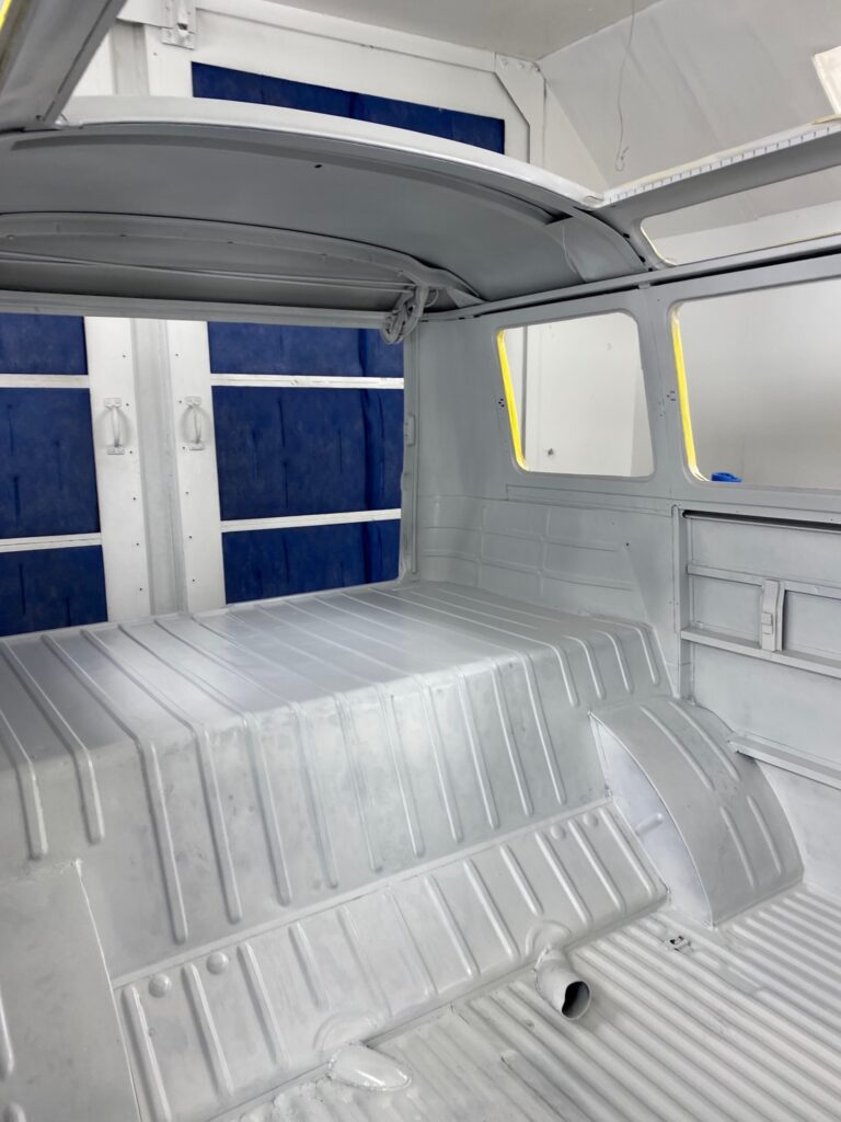 1966 21 window deluxe vw bus interior paint silver lining auto restoration