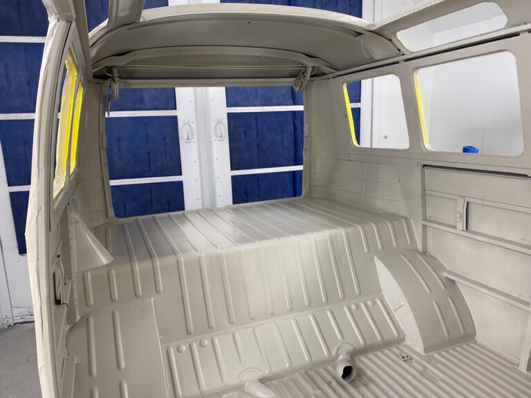 1966 21 window deluxe vw bus interior paint silver lining auto restoration