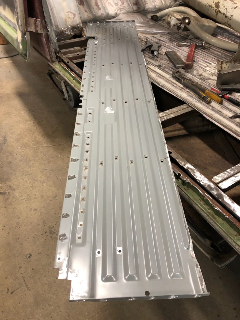 1966 21 window deluxe vw bus main floor rust repair silver lining auto restoration