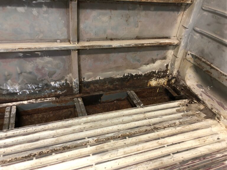 1966 21 window deluxe vw bus main floor rust repair silver lining auto restoration
