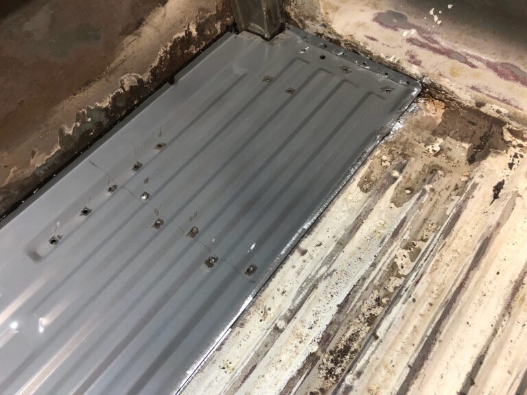 1966 21 window deluxe vw bus main floor rust repair silver lining auto restoration