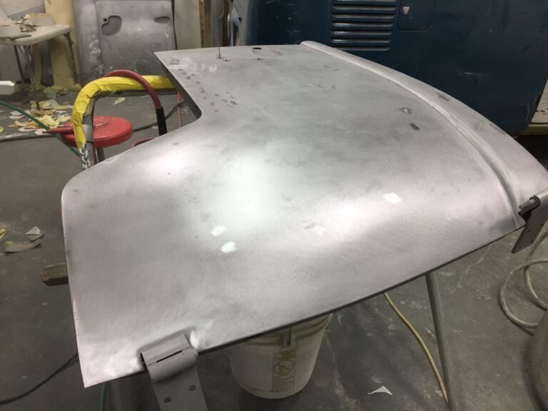 1966 vw microbus body and components stripped to bare metal silver lining auto restoration