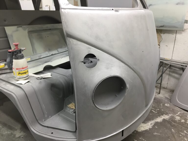 1966 vw microbus body and components stripped to bare metal silver lining auto restoration