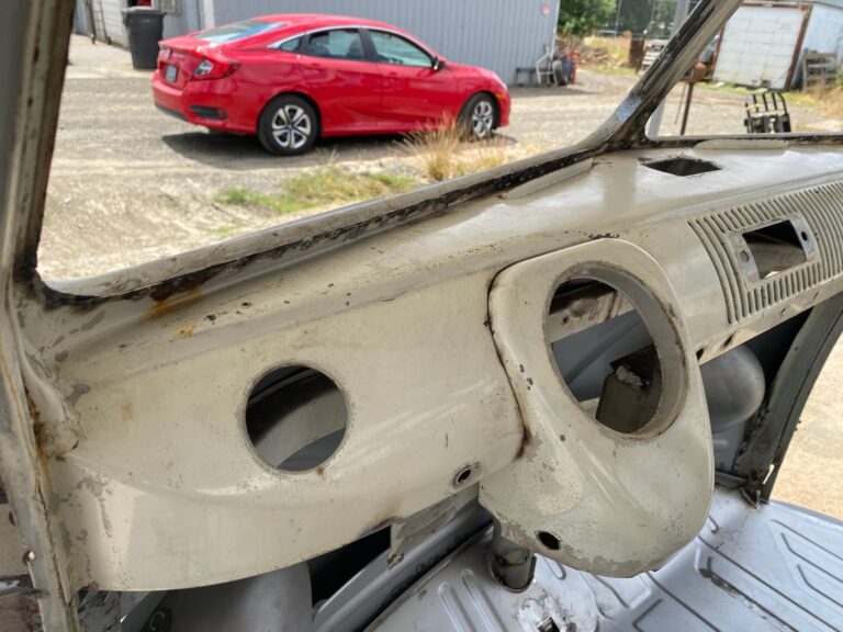 1966 21 window deluxe vw bus sheet metal prep for paint silver lining auto restoration