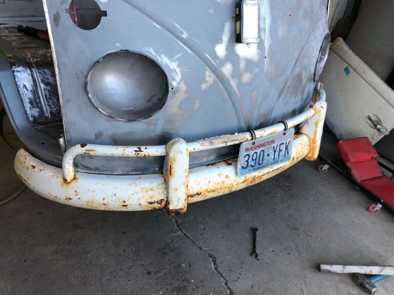 1966 21 window deluxe vw bus sheet metal prep for paint silver lining auto restoration