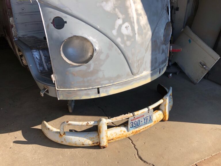 1966 21 window deluxe vw bus sheet metal prep for paint silver lining auto restoration