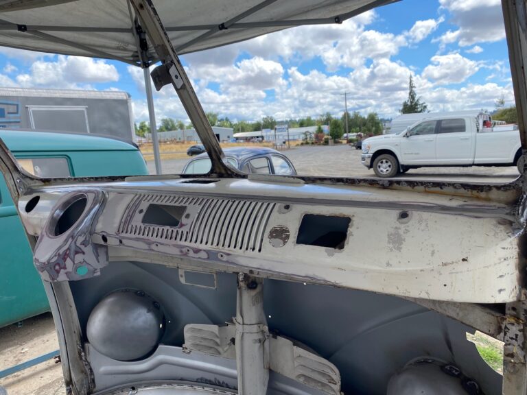 1966 21 window deluxe vw bus sheet metal prep for paint silver lining auto restoration