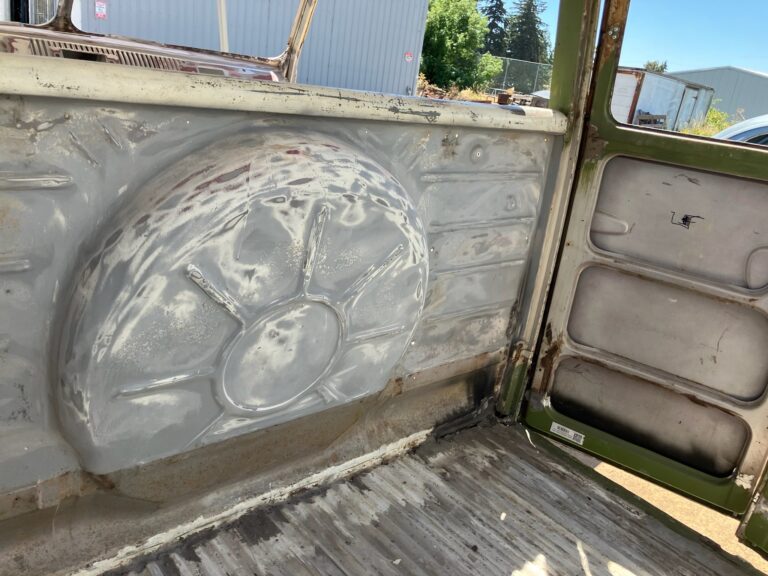 1966 21 window deluxe vw bus sheet metal prep for paint silver lining auto restoration