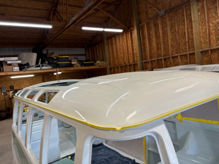 1963 23 window deluxe vw bus cut and buff paint silver lining auto restoration