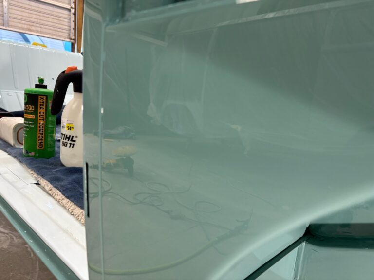 1963 23 window deluxe vw bus cut and buff paint silver lining auto restoration