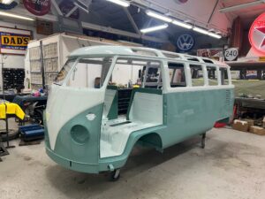 1963 23 window deluxe vw bus upholstery starts silver lining auto restoration