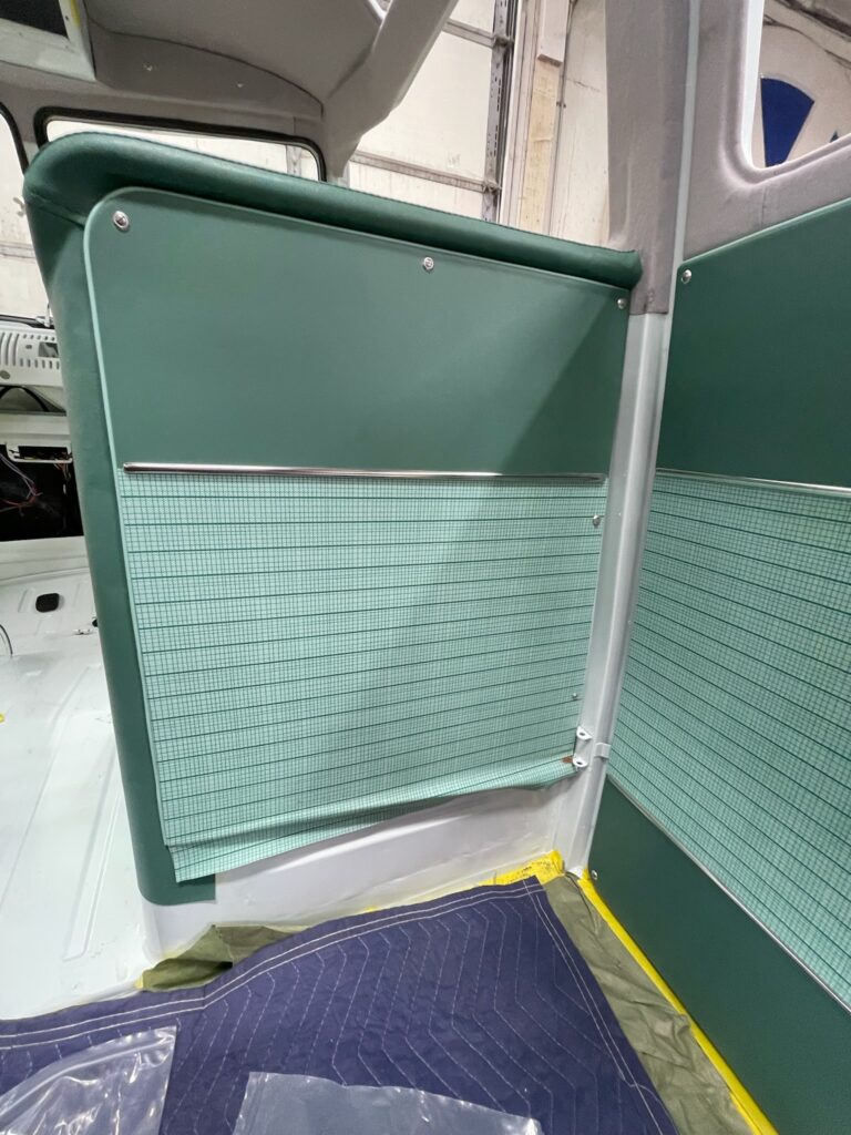 1963 23 window deluxe vw bus upholstery starts silver lining auto restoration