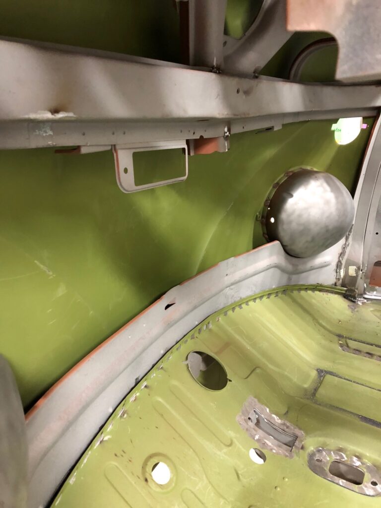 1965 21 window deluxe vw bus cargo door rust repair silver lining auto restoration oregon