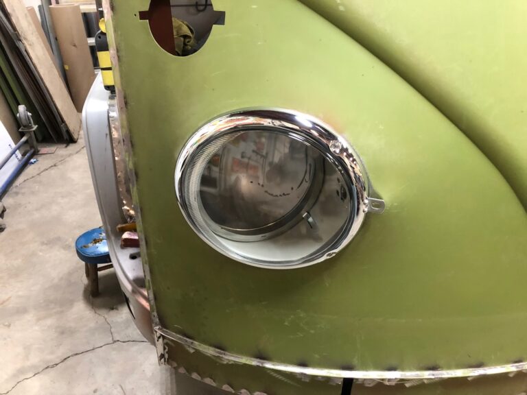 1965 21 window deluxe vw bus roof and fresh air intake repair silver lining auto restoration oregon