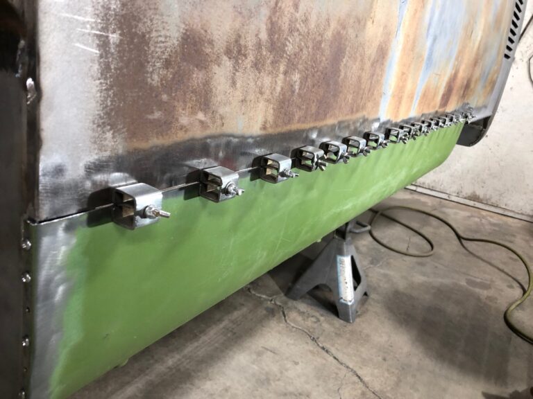 1965 21 window deluxe vw bus main floor and belly pans replacement silver lining auto restoration oregon