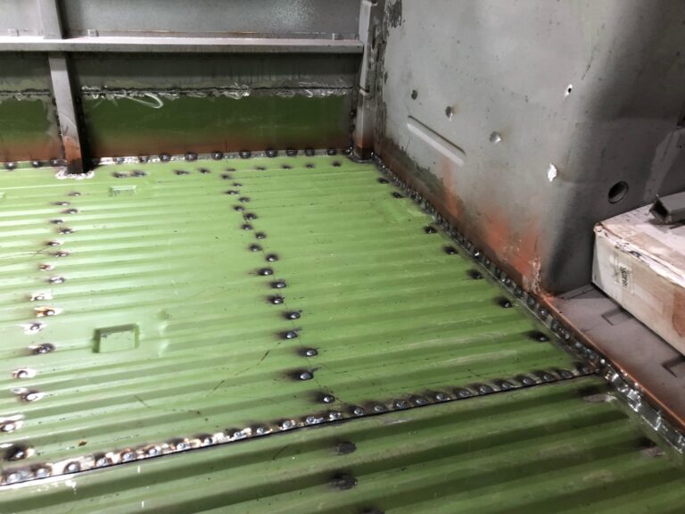 1965 21 window deluxe vw bus main floor and belly pans replacement silver lining auto restoration oregon