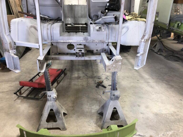 1965 21 window deluxe vw bus nose repair replacement silver lining auto restoration oregon