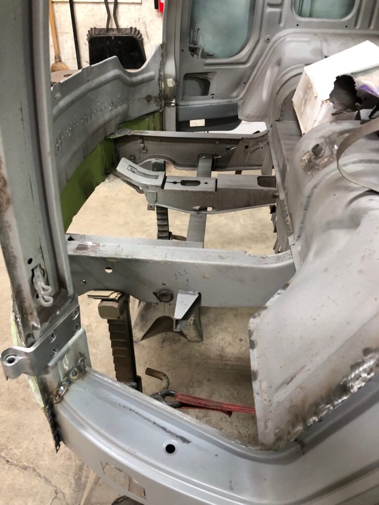 1965 21 window deluxe vw bus nose repair replacement silver lining auto restoration oregon