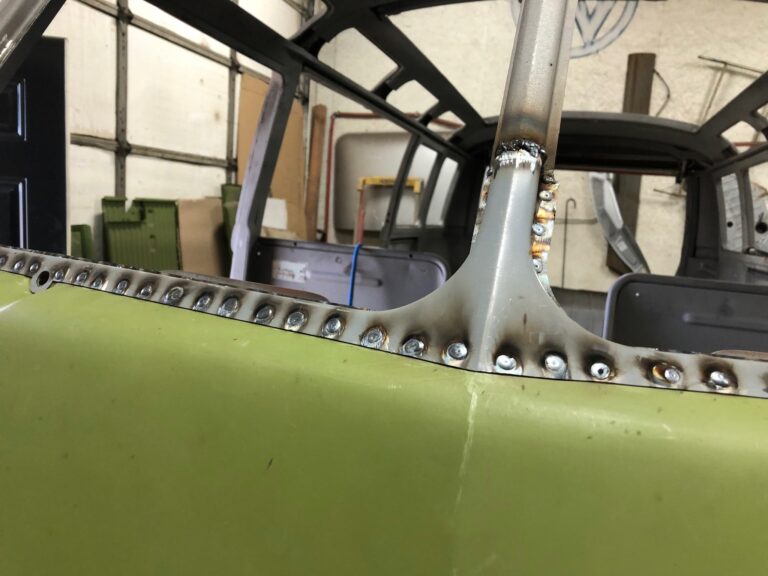 1965 21 window deluxe vw bus nose repair replacement silver lining auto restoration oregon