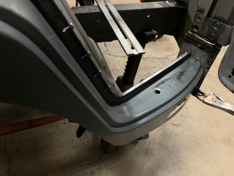 1965 21 window deluxe vw bus nose repair replacement silver lining auto restoration oregon