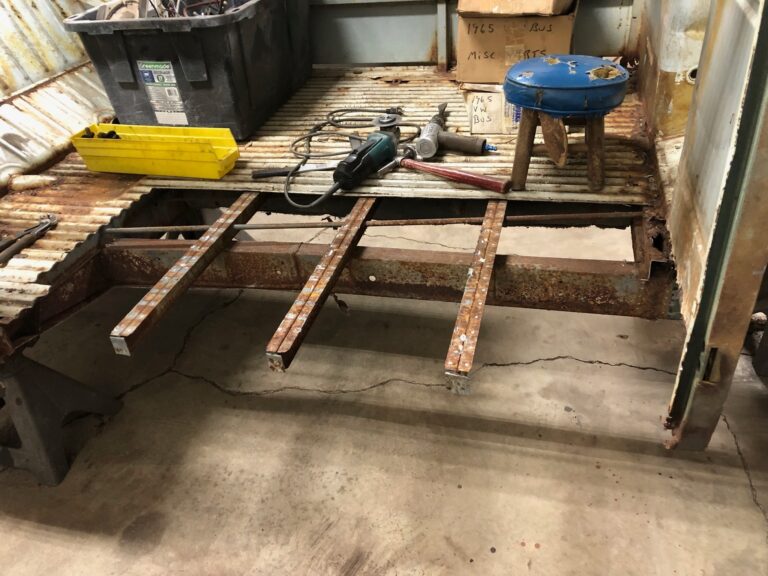 1965 21 window deluxe bus rust repair begins silver lining auto restoration oregon