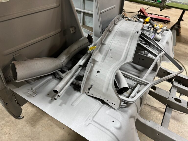 1965 21 window deluxe bus rust repair begins silver lining auto restoration oregon