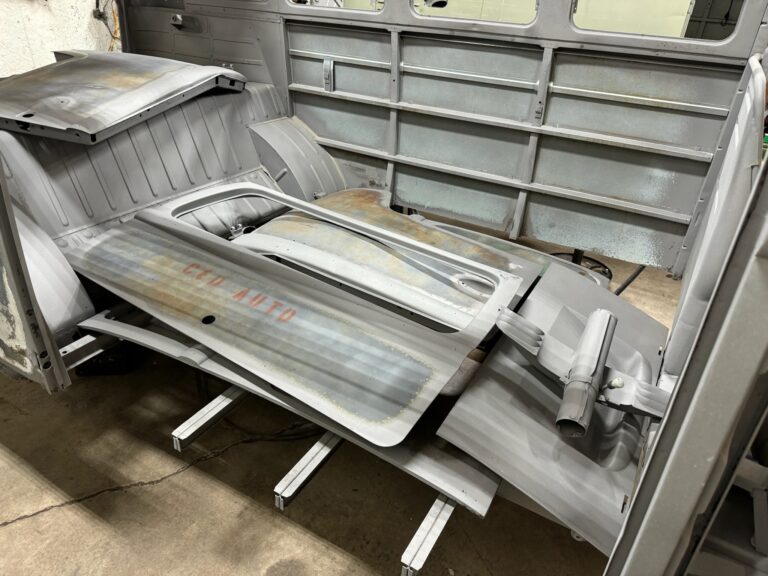 1965 21 window deluxe bus rust repair begins silver lining auto restoration oregon